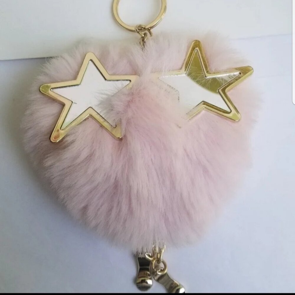 Victoria's Secret Puffy Pink Pom w/ Stars & Gold Shoes, Keychain